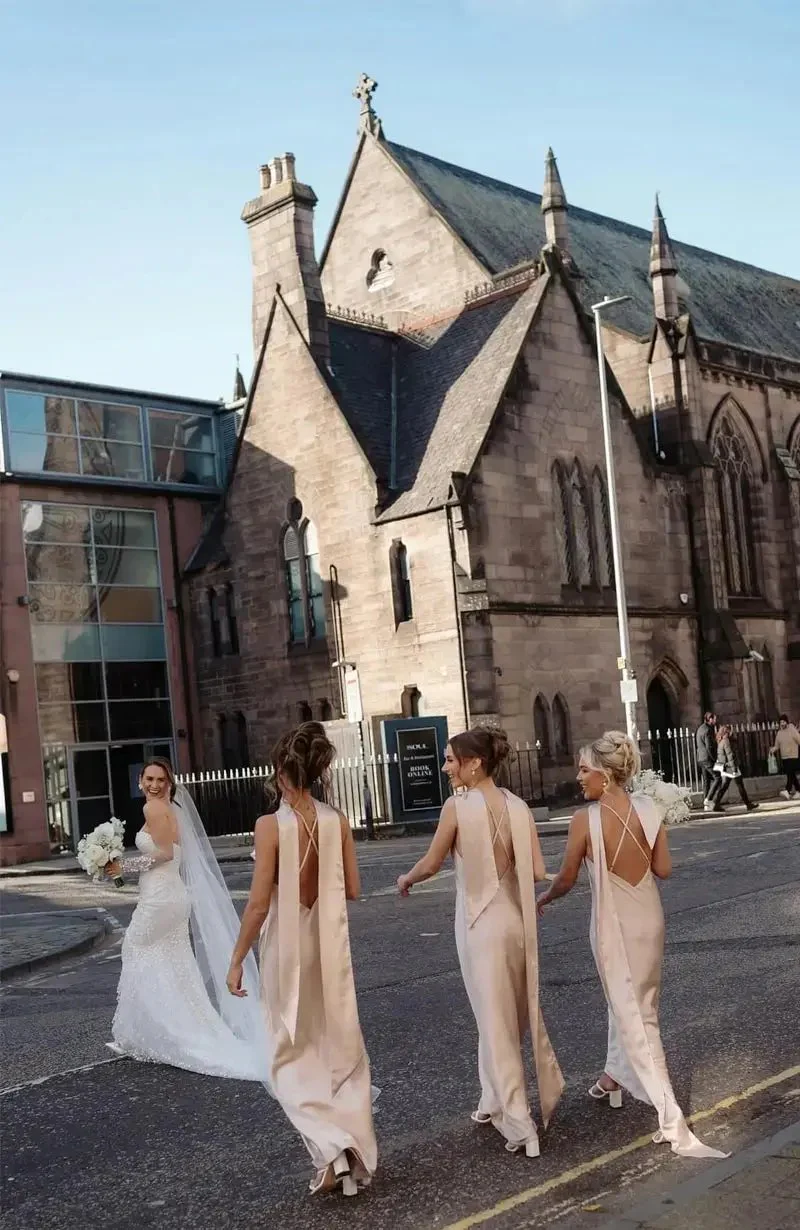 Brooklyn Dress in Champagne Satin - Strappy Slip Bridesmaid Dress - Image 6