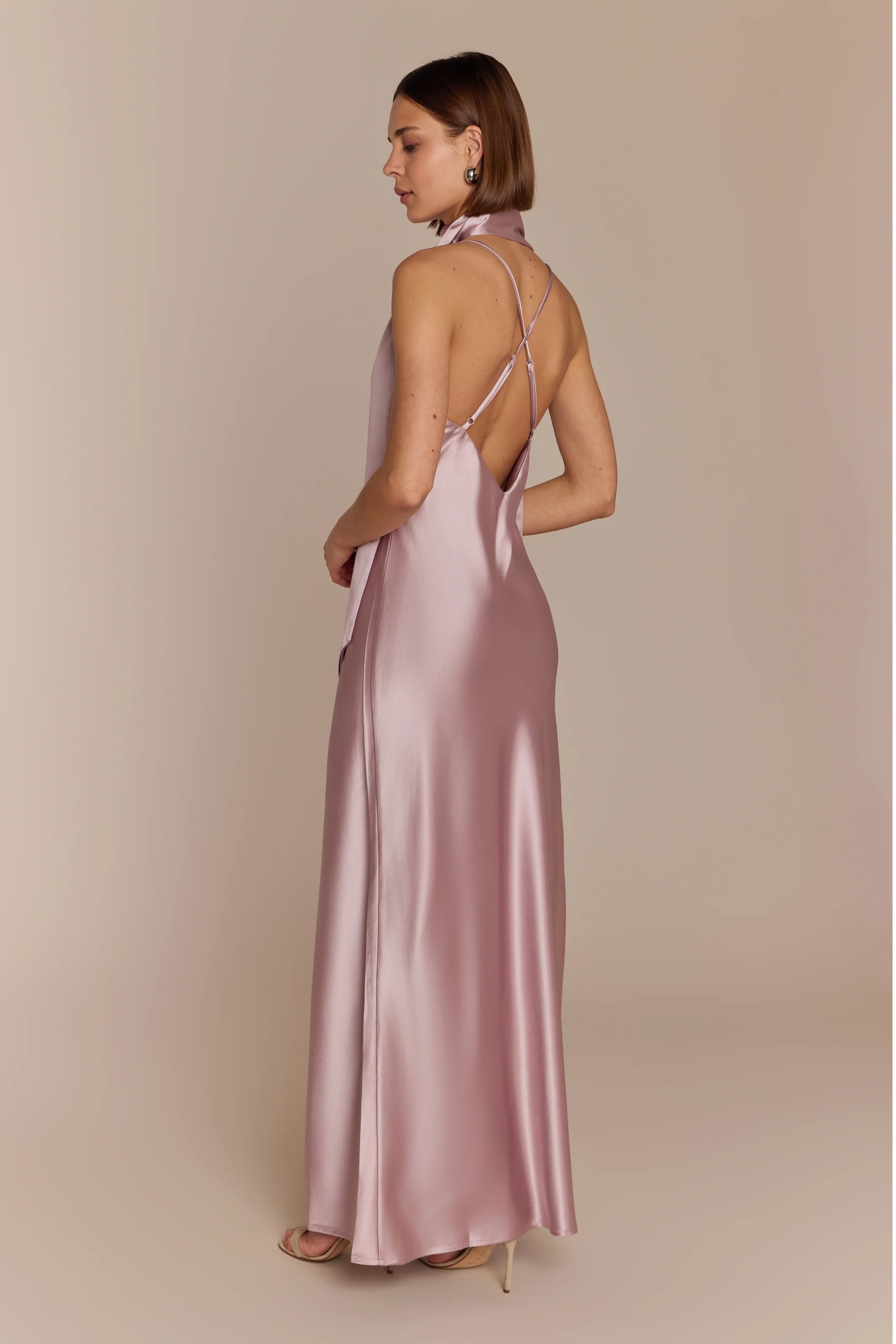 Brooklyn Dress in Rose Pink Satin - Strappy Slip Bridesmaid Dress - Image 3