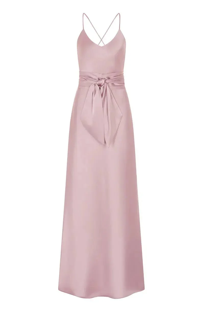 Brooklyn Dress in Rose Pink Satin - Strappy Slip Bridesmaid Dress - Image 4