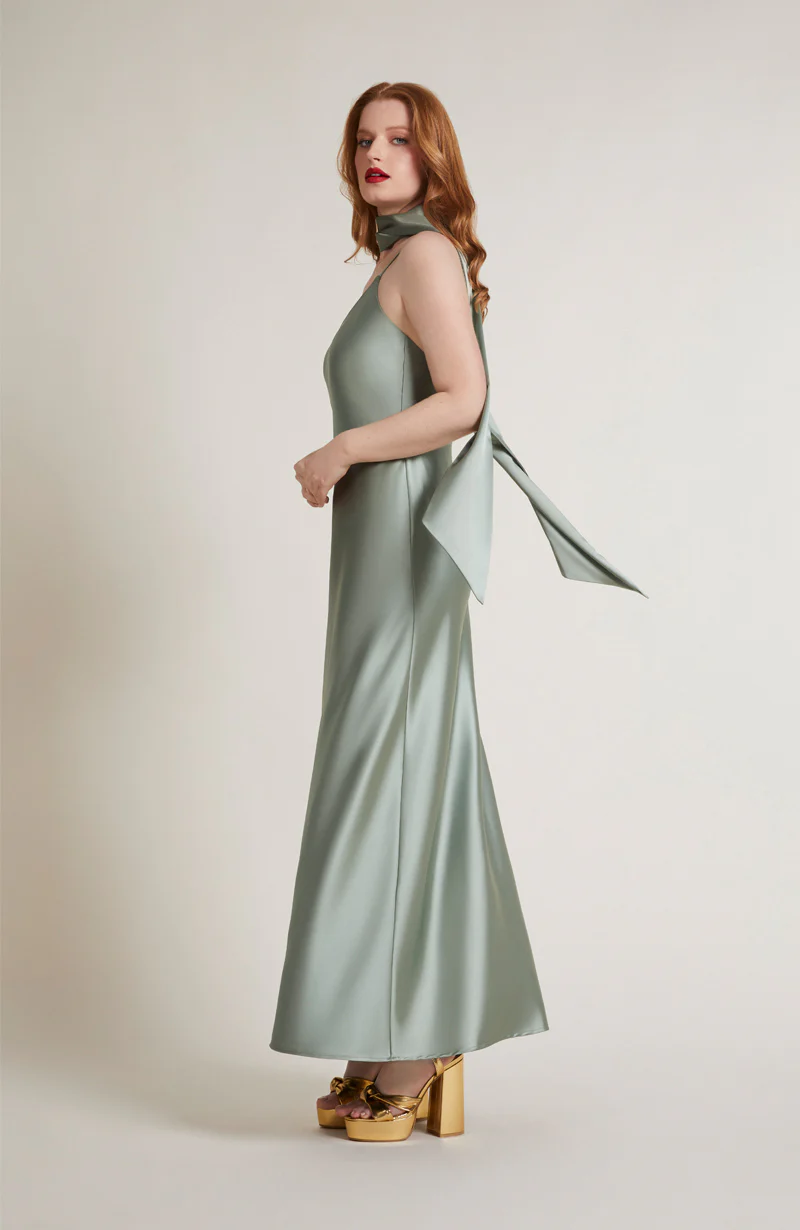Brooklyn Dress in Sage Green Satin - Strappy Slip Bridesmaid Dress - Image 6