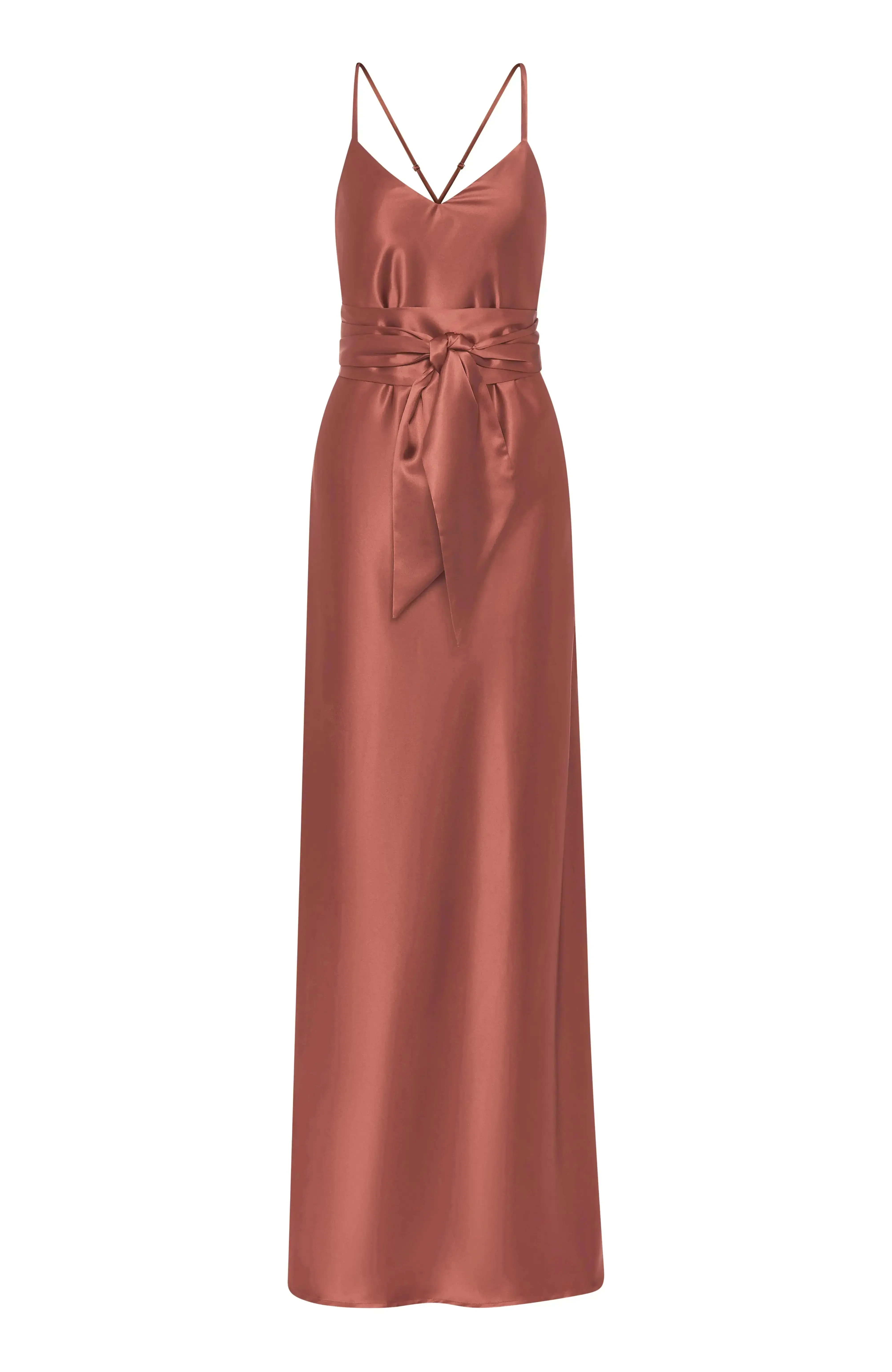 Brooklyn Dress in Terracotta Satin - Image 8
