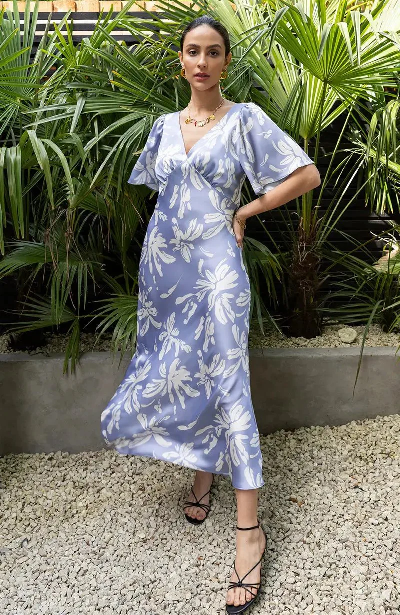 Ellis Dress in Blue Lily Print - Image 3