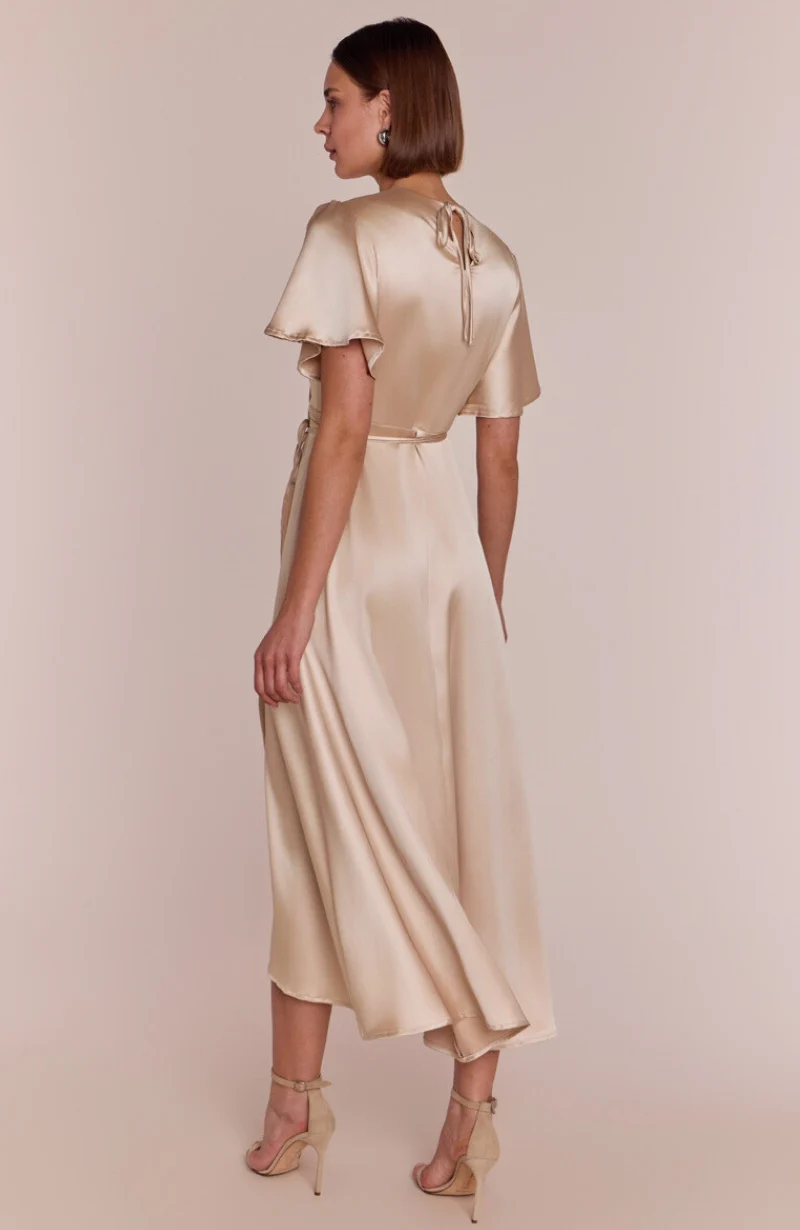Florence Waterfall Dress in Champagne Satin - Image 6