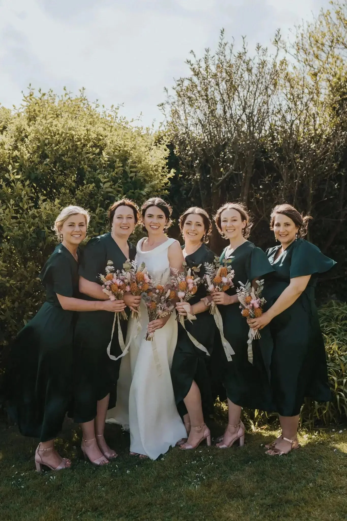Florence Waterfall Dress in Forest Green Satin - Image 10