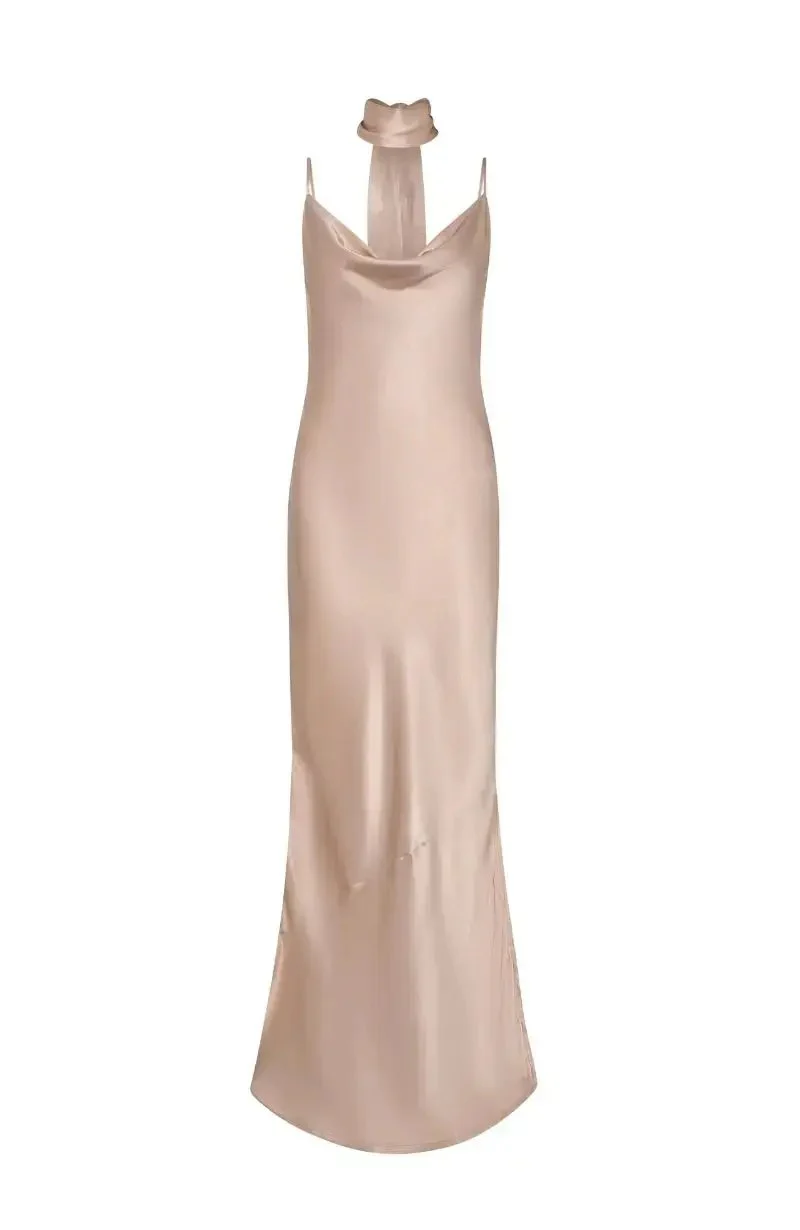Pollenca Dress in Champagne Satin - Image 10