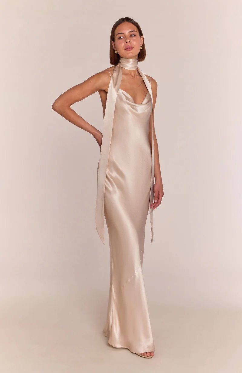 Pollenca Dress in Champagne Satin - Image 5