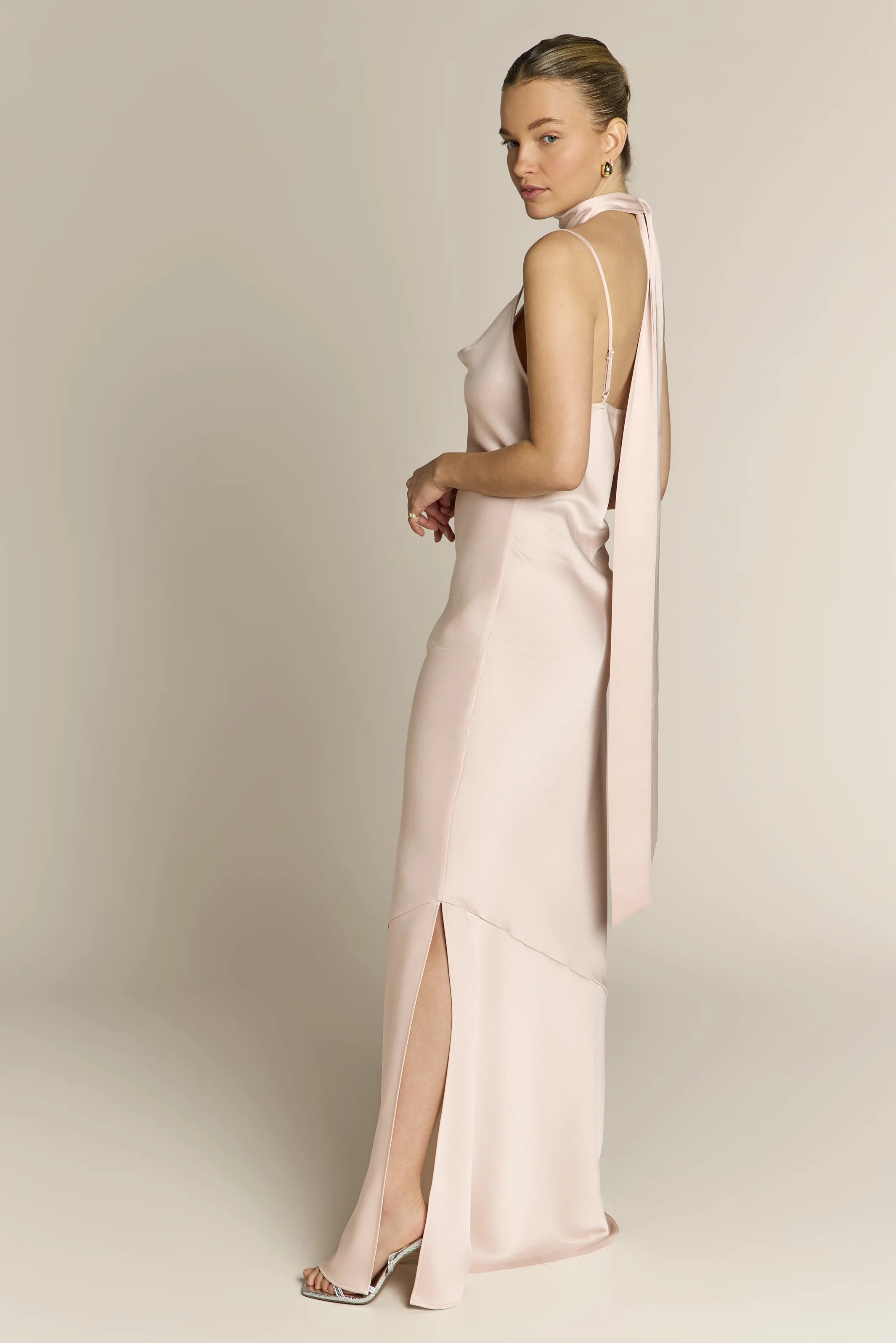 Pollenca Dress in Champagne Satin - Image 8