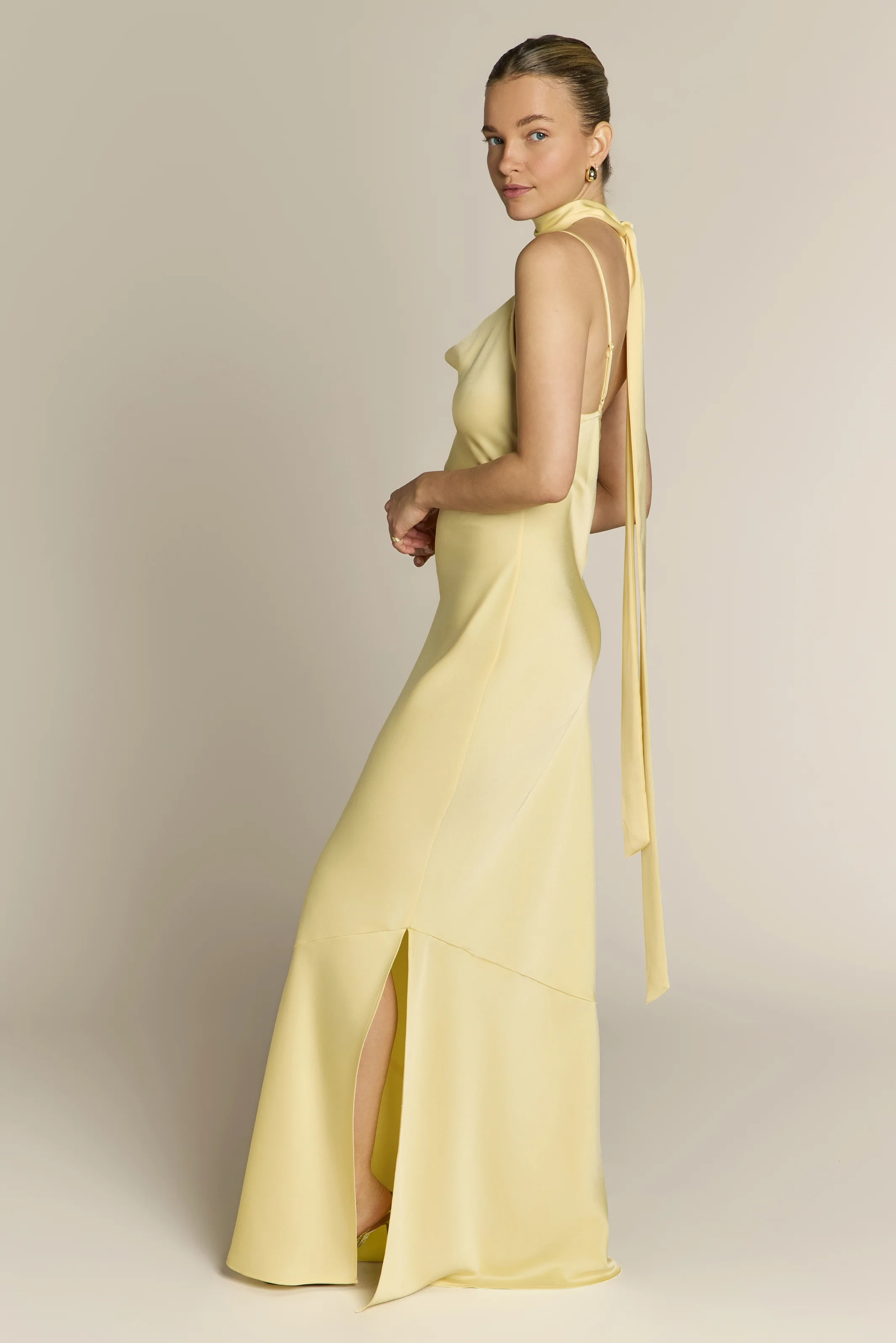 Pollenca cowl neck Dress in Lemonade Yellow - Image 5