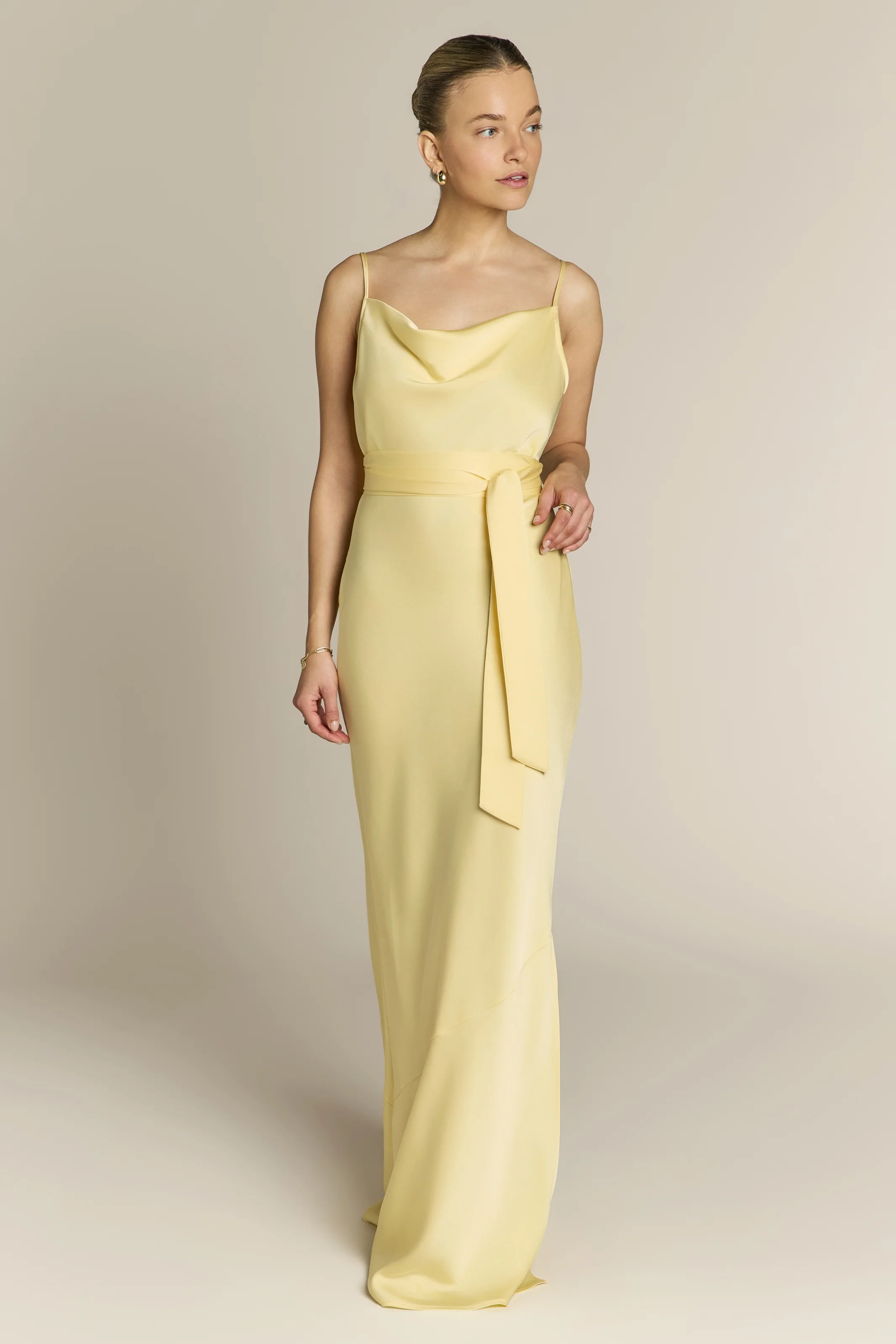Pollenca cowl neck Dress in Lemonade Yellow - Image 7