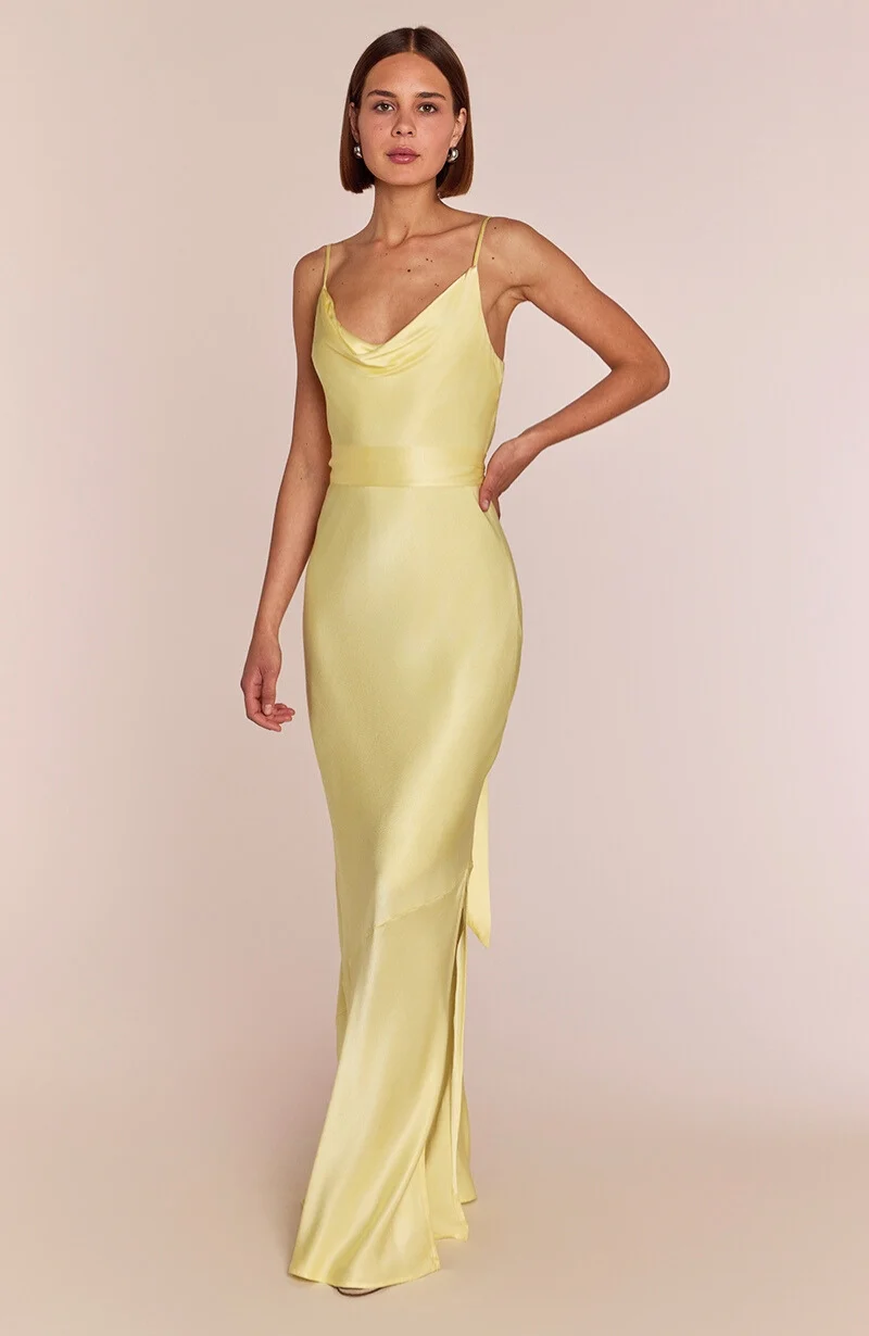 Pollenca cowl neck Dress in Lemonade Yellow - Image 8