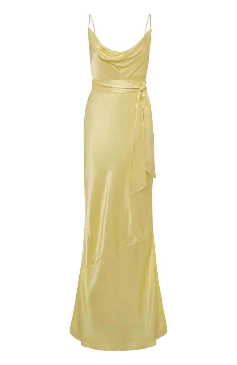 Pollenca cowl neck Dress in Lemonade Yellow - Image 9