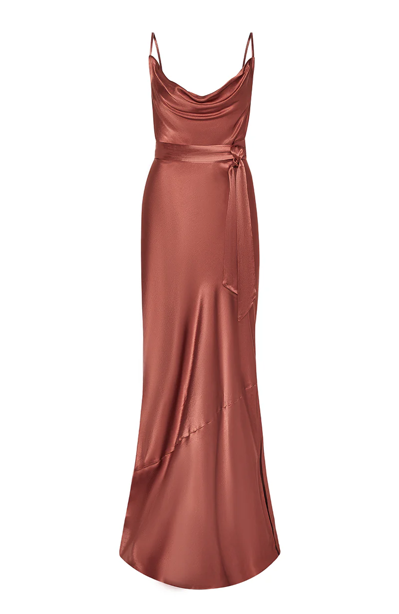 Pollenca Dress in Terracotta Satin - Image 6