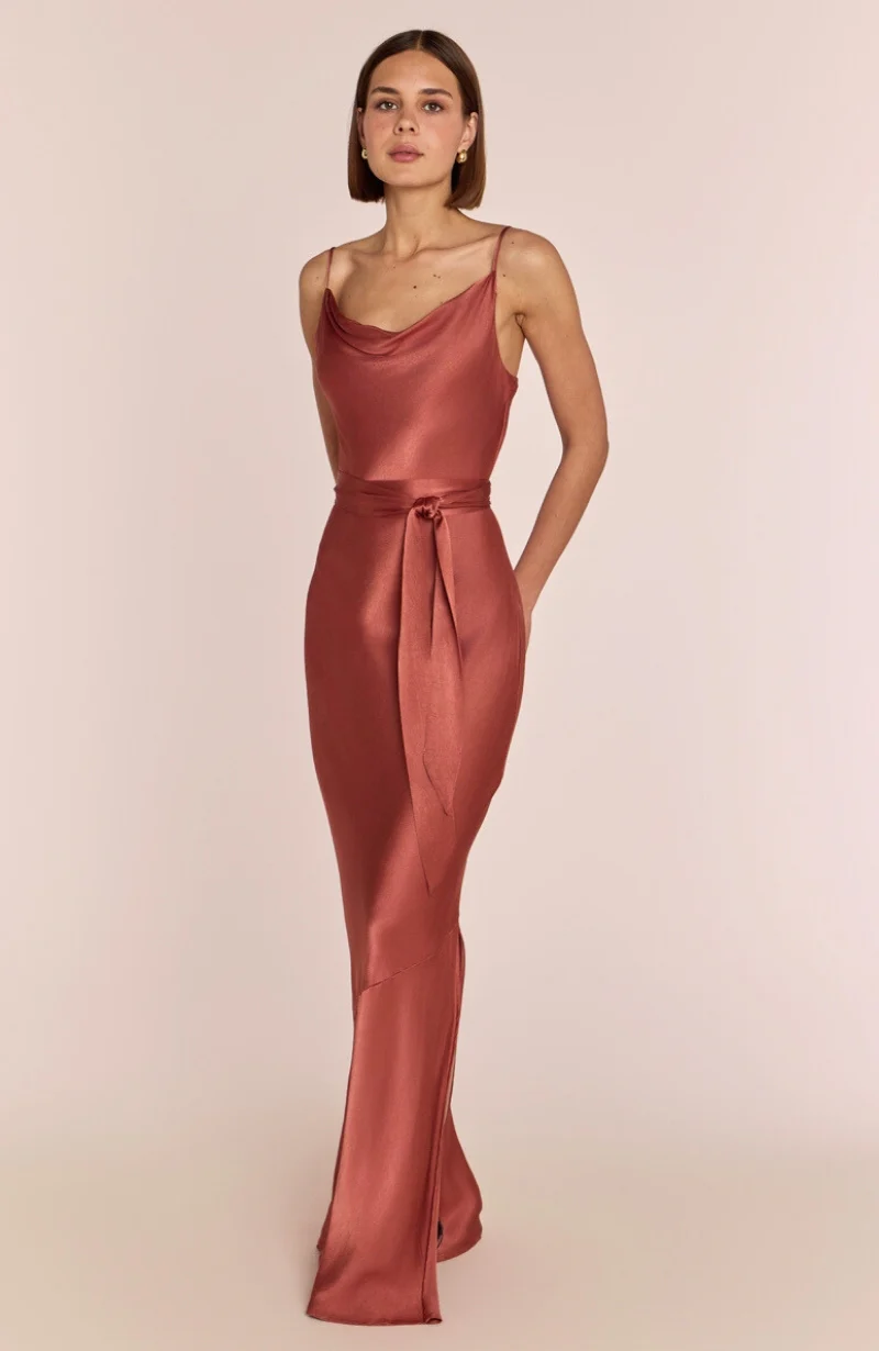 Pollenca Dress in Terracotta Satin - Image 7