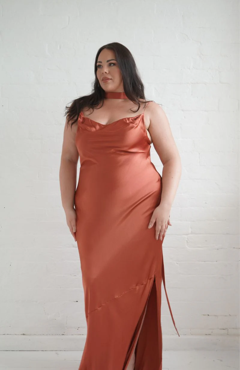 Pollenca Dress in Terracotta Satin - Image 8