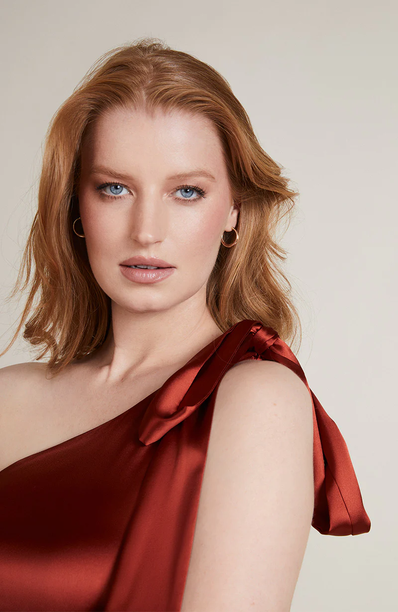 Porto Dress in Burnt Orange Satin - Image 3