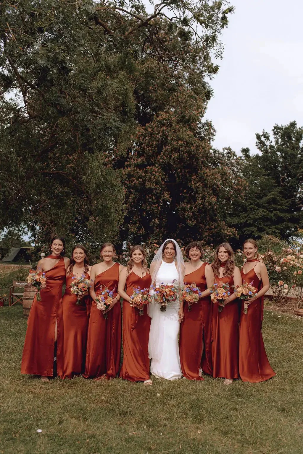 Porto Dress in Burnt Orange Satin - Image 7