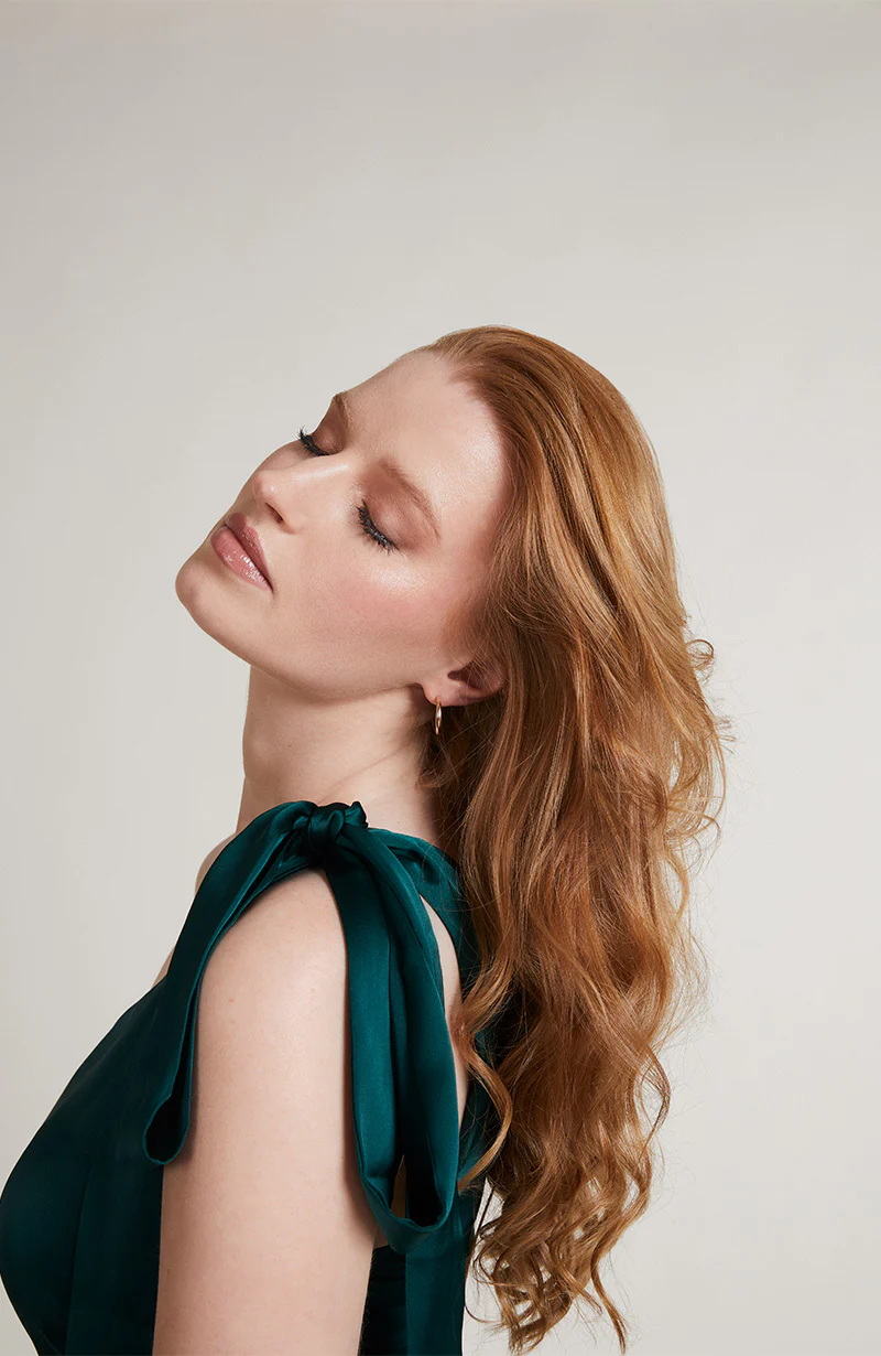 Porto Dress in Forest Green Satin - Image 4