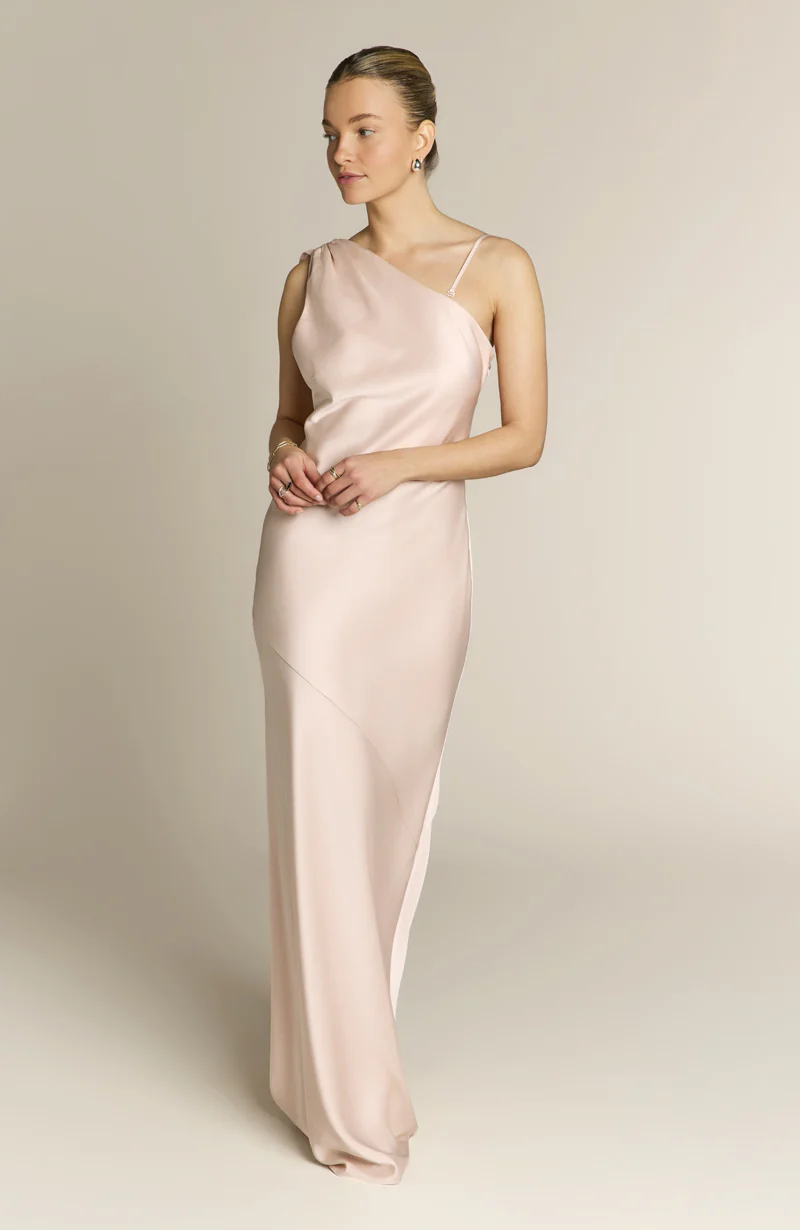 Raye One Shoulder Dress in Champagne - Image 3