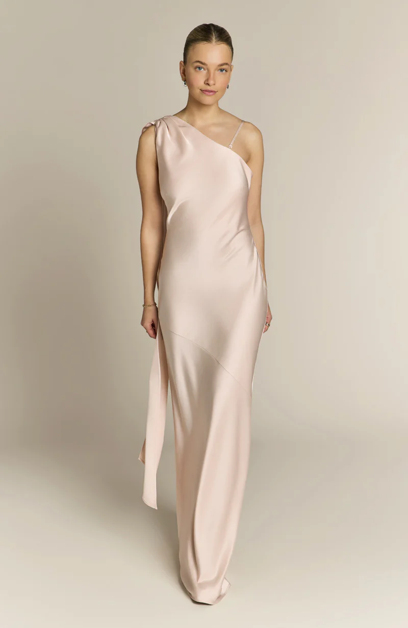 Raye One Shoulder Dress in Champagne - Image 4