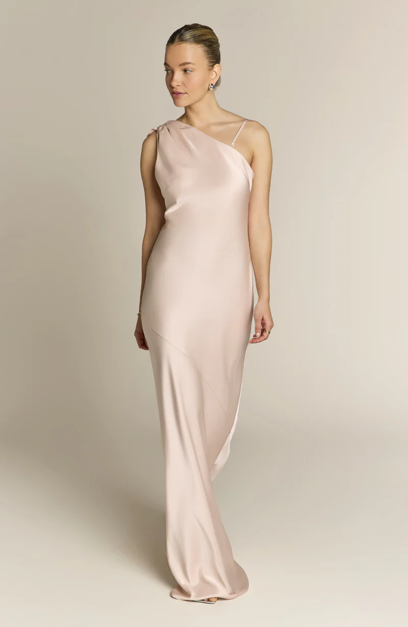 Raye One Shoulder Dress in Champagne - Image 5