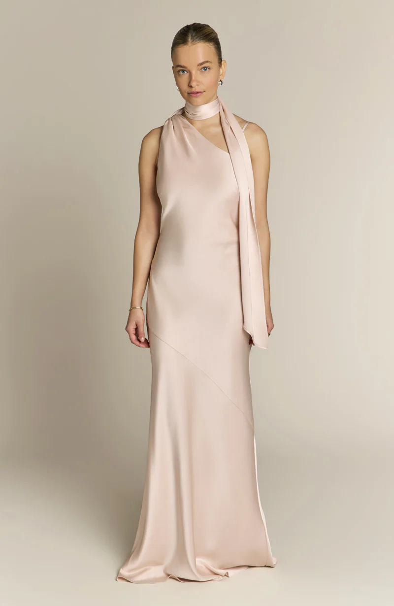 Raye One Shoulder Dress in Champagne - Image 6