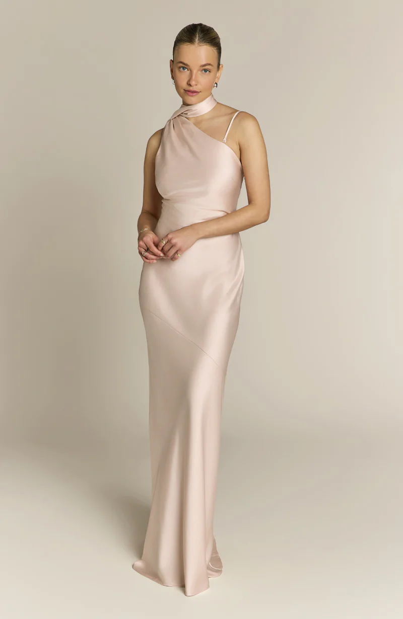 Raye One Shoulder Dress in Champagne - Image 7
