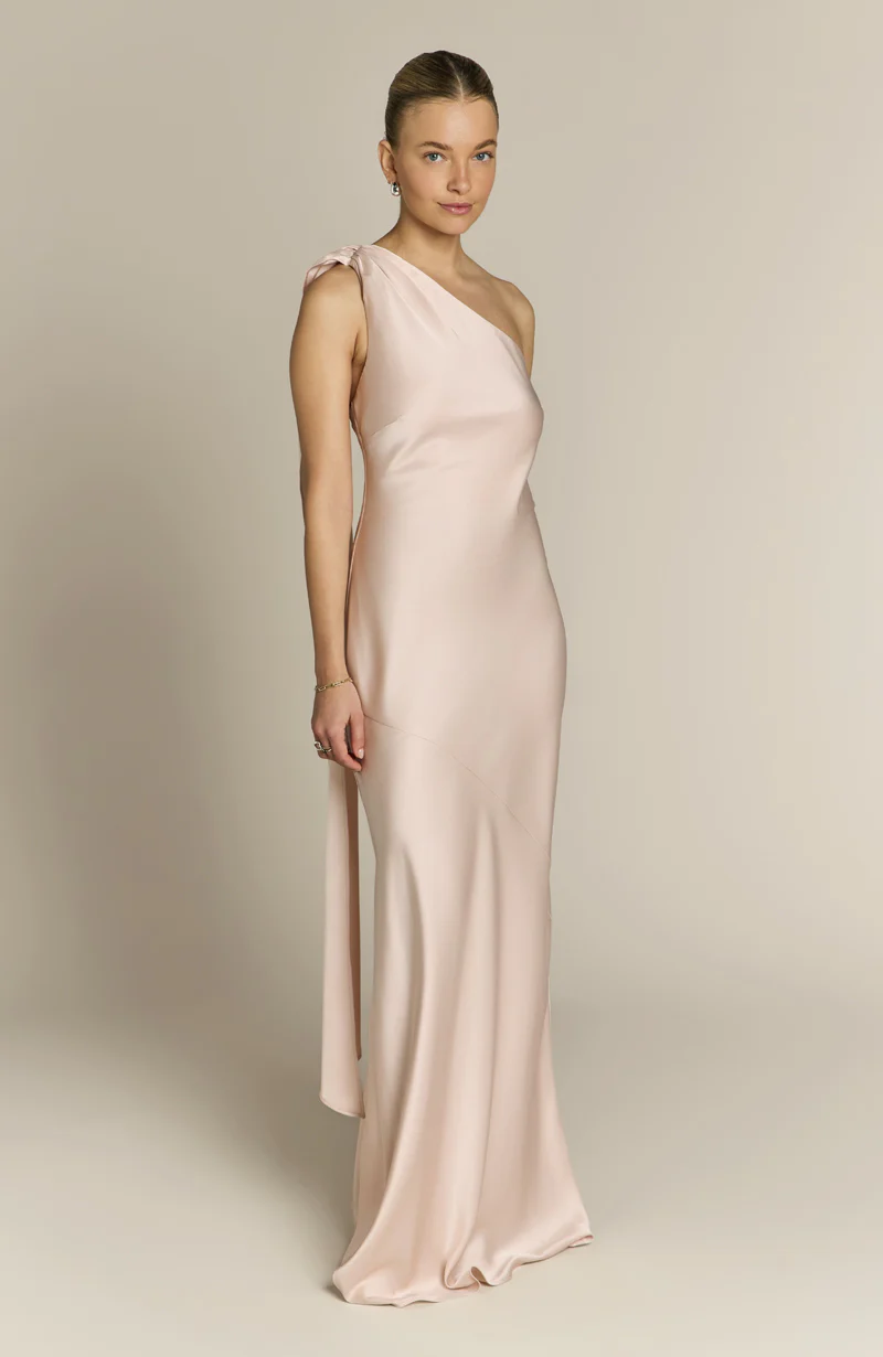 Raye One Shoulder Dress in Champagne - Image 9