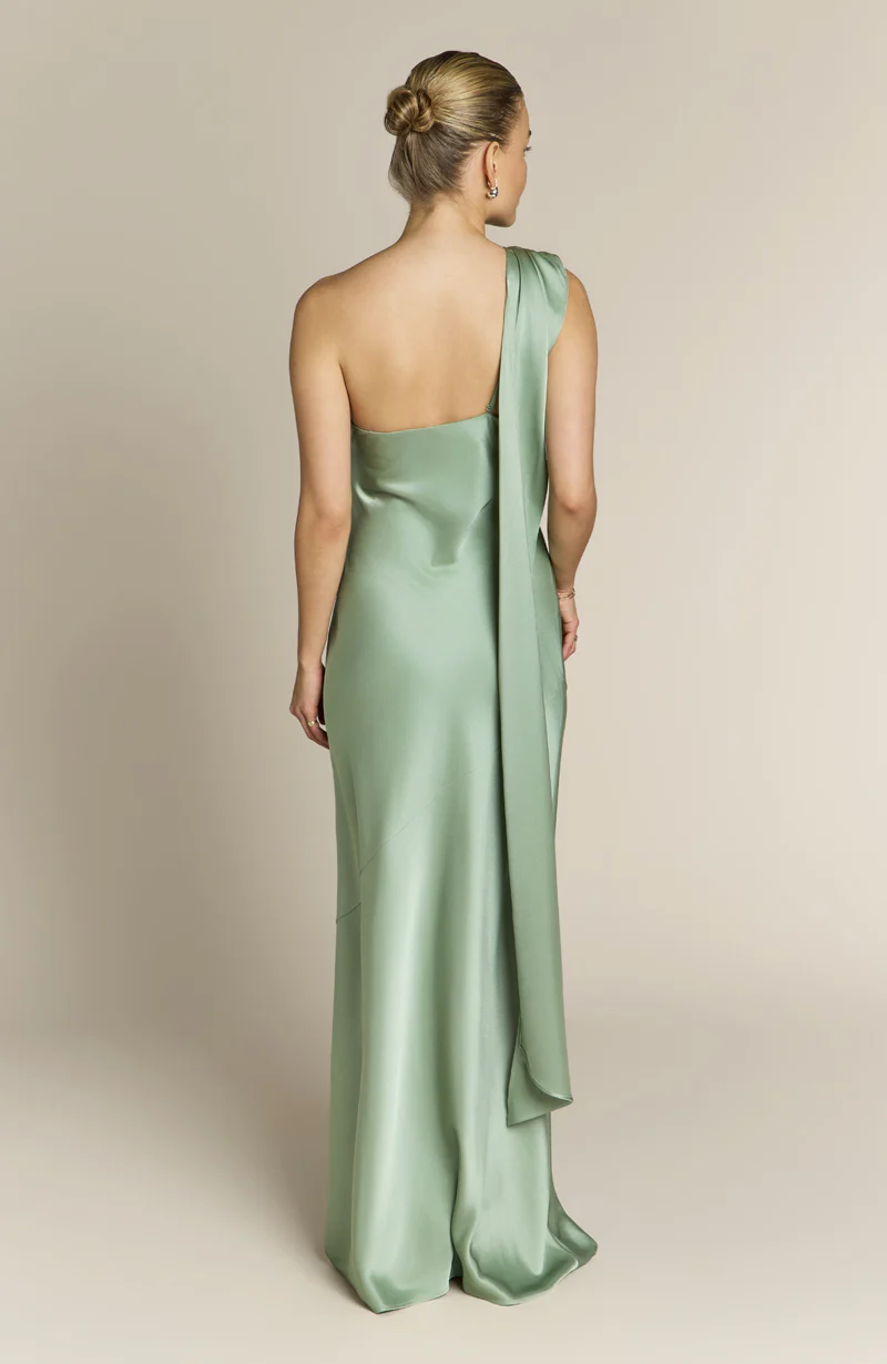 Raye One Shoulder Dress in Sage Green - Image 7